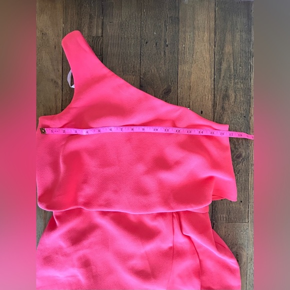 AQUA NWT Womens Coral Crepe Flounce Cocktail One-Shoulder Midi Dress Stretch - Picture 6 of 16